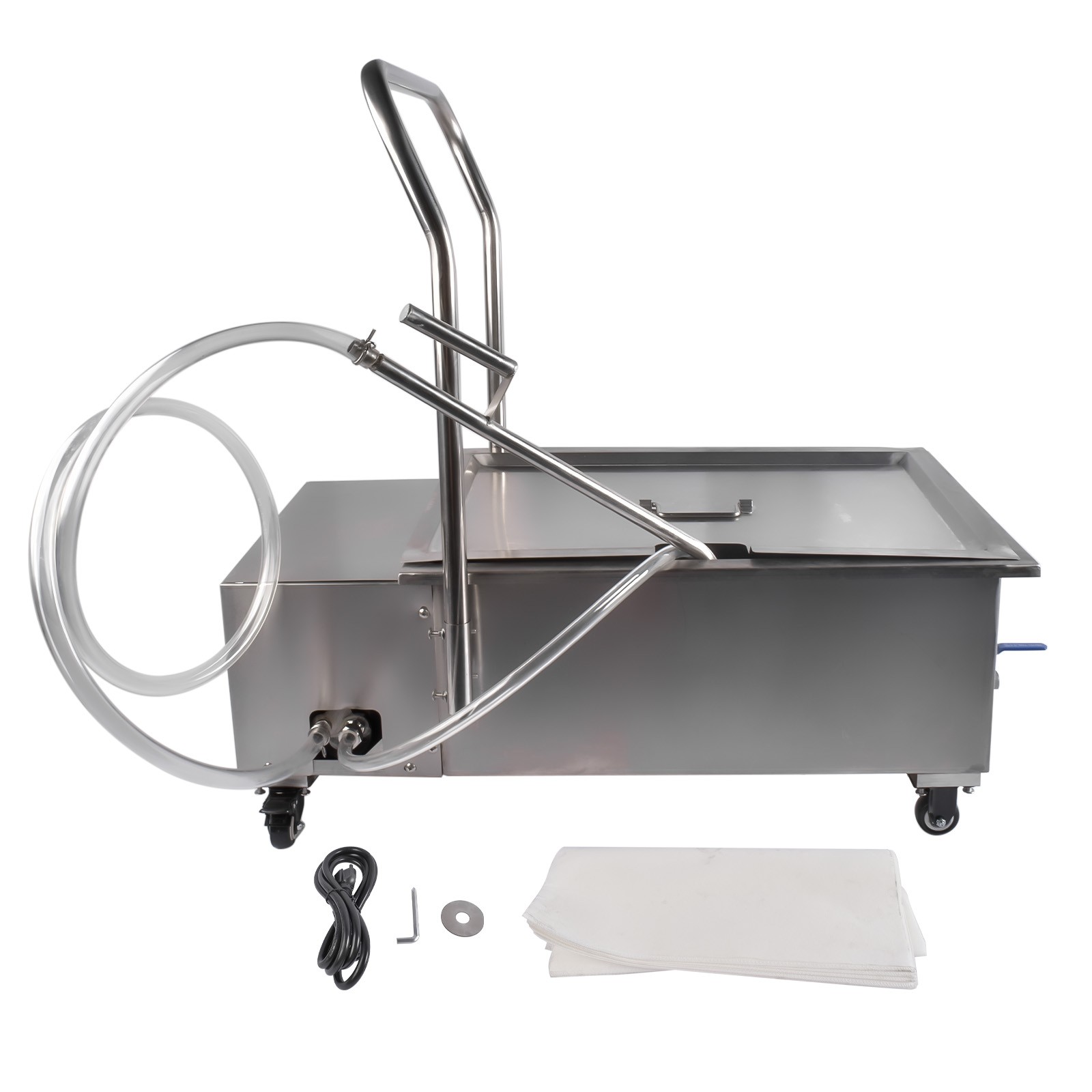 Fryer Oil Filter Cart Machine Commercial Cooking Oil Filtration System 370W