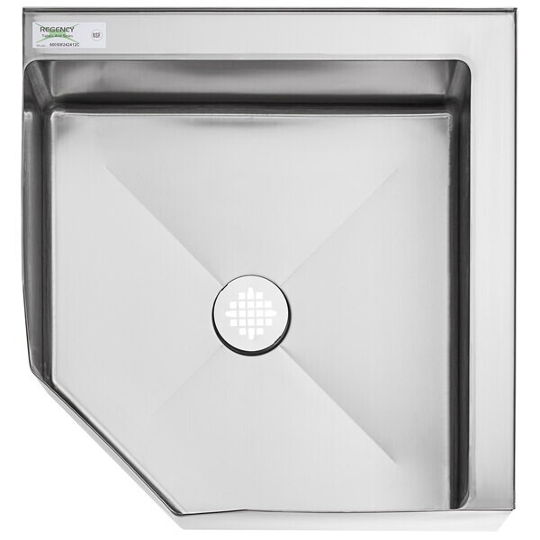 26″W x 26″L 16G Stainless Steel One Compartment Commercial Corner Mop Sink