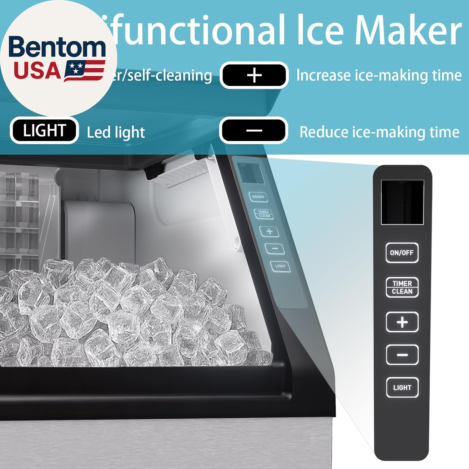 90Lbs/24H Commercial Ice Maker Machine, Stainless Steel under Counter Ice Machin