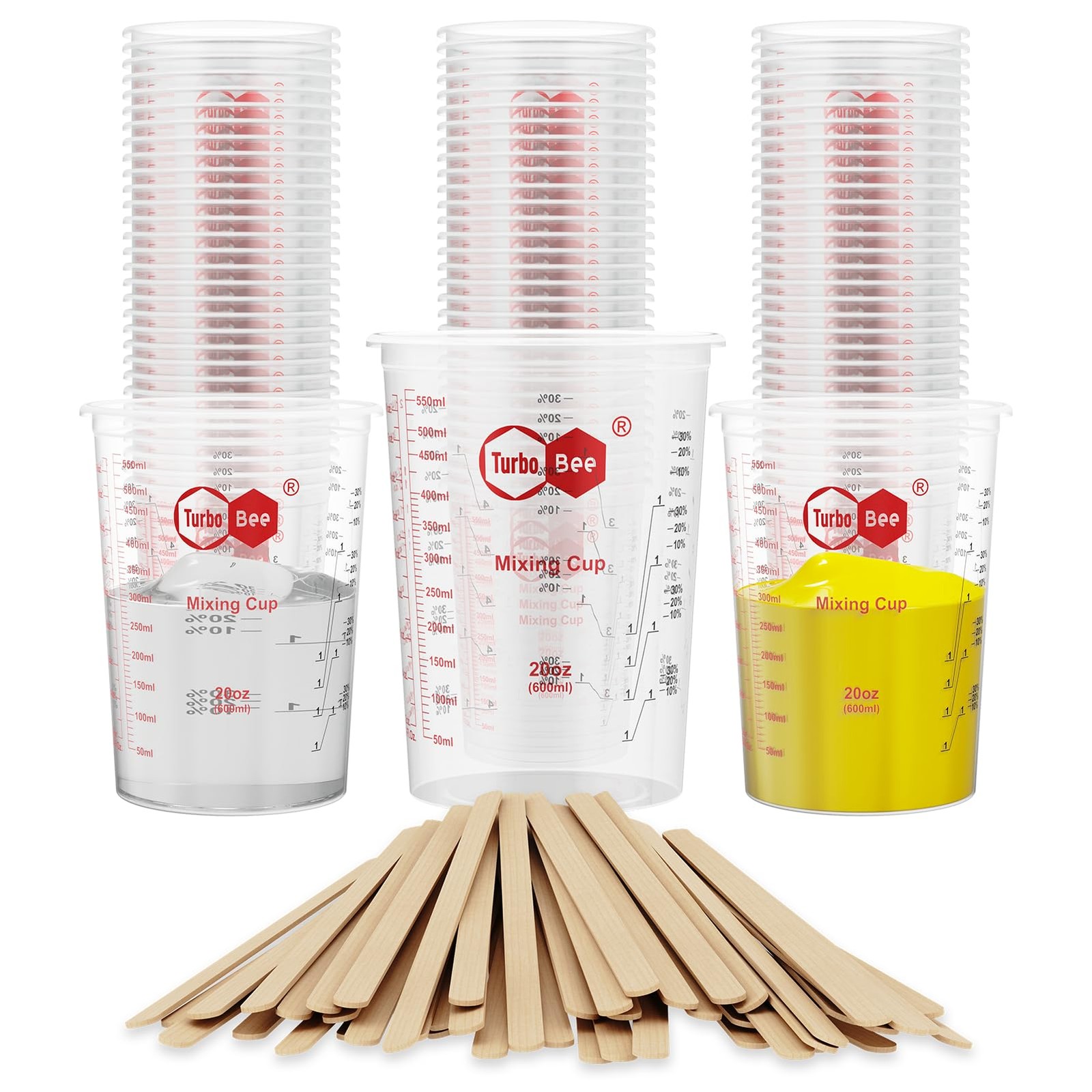 20oz Resin Mixing Cups – [Easy-Separate Design] 50 Pack Graduated PP Plastic …