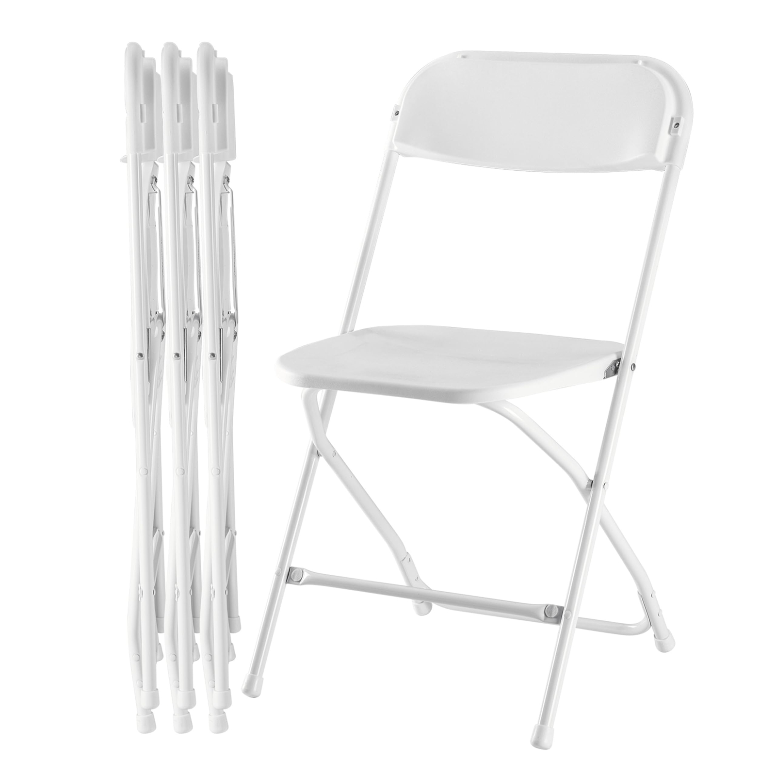 4 Pack Folding Chair Plastic Foldable Stackable Portable Outdoor/Indoor White