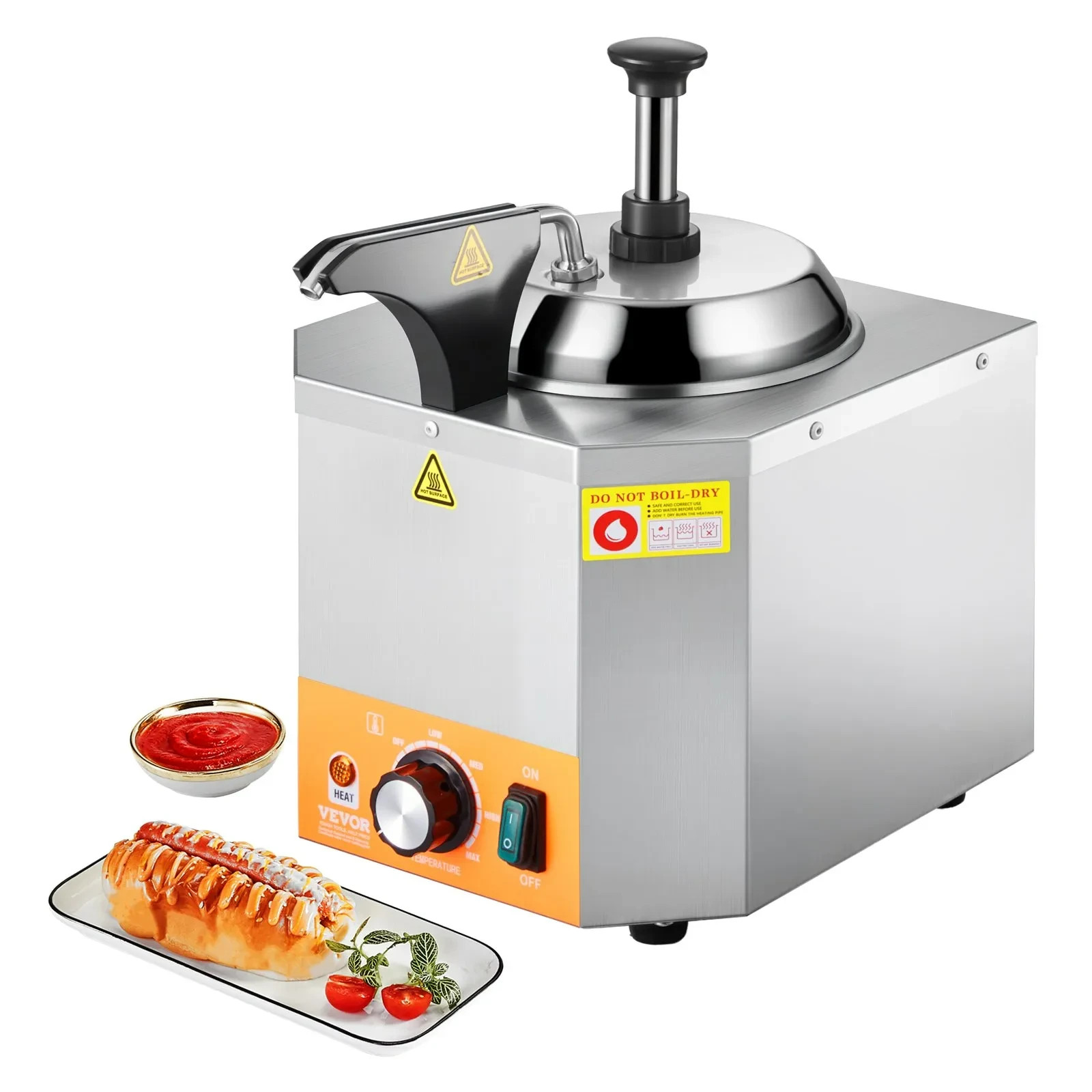 VEVOR 2.4L Electric Cheese Dispenser with Pump Hot Fudge Warmer 86℉-230℉