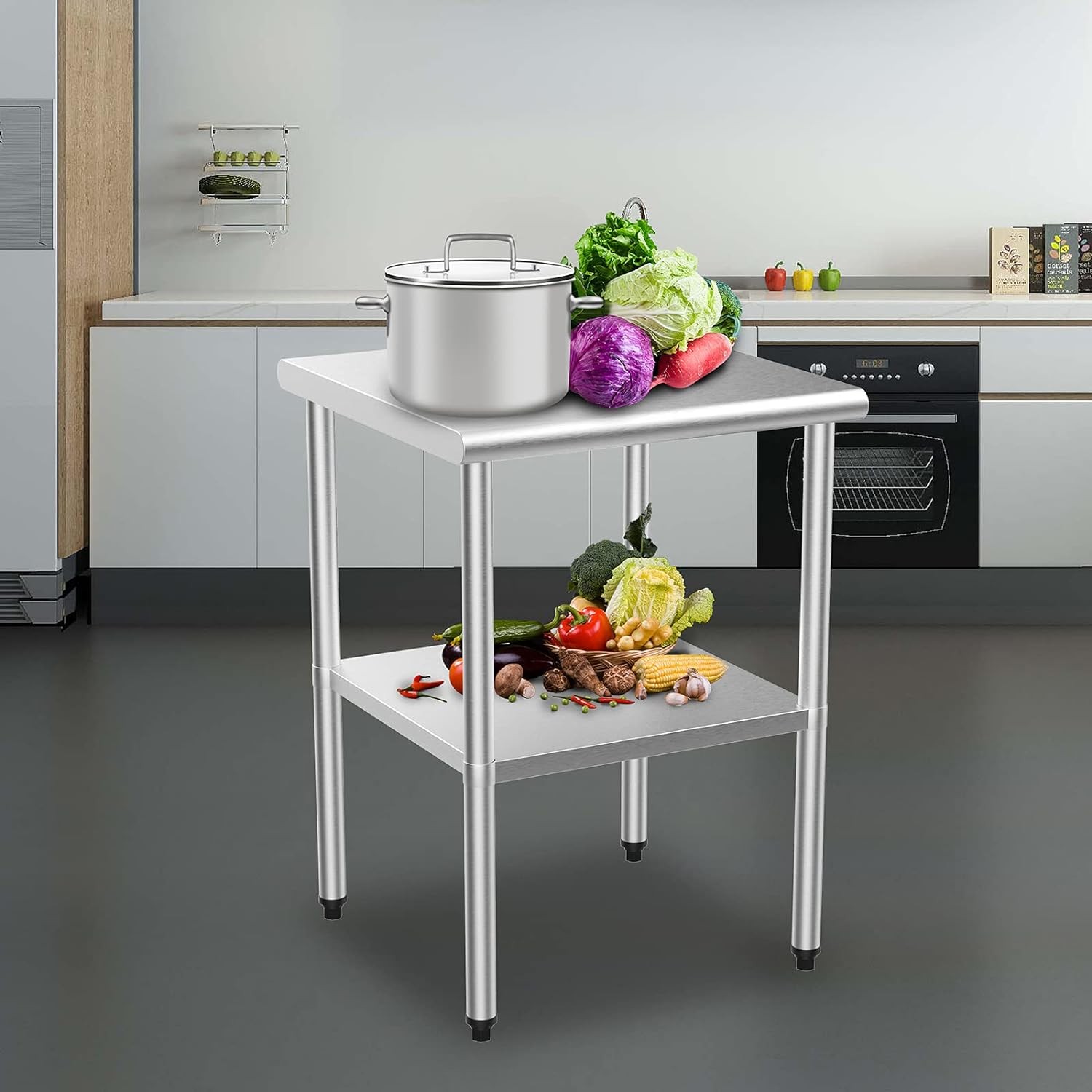 24» x 24» Stainless Steel Table for Prep & Work with Adjustable UnderShelf New