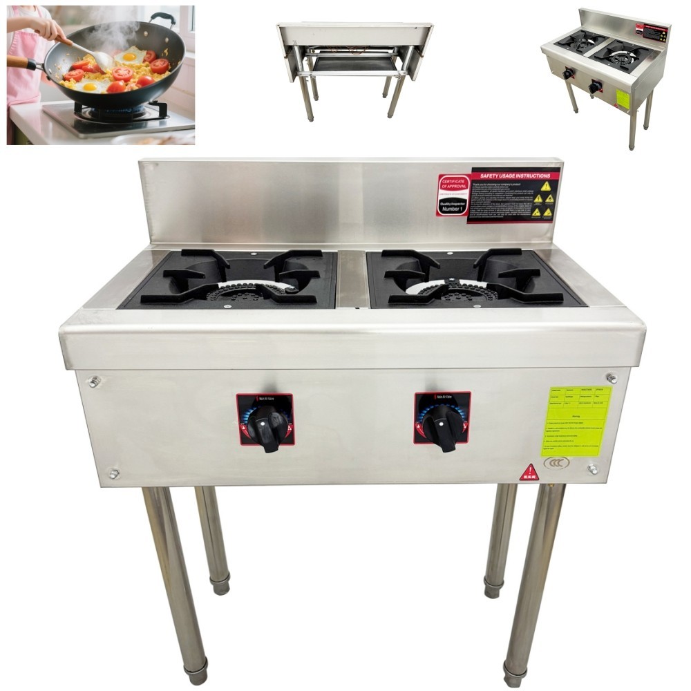 4.5kW *2 Low Height Gas Stove Commercial Floor Double Burner Liquefied Gas