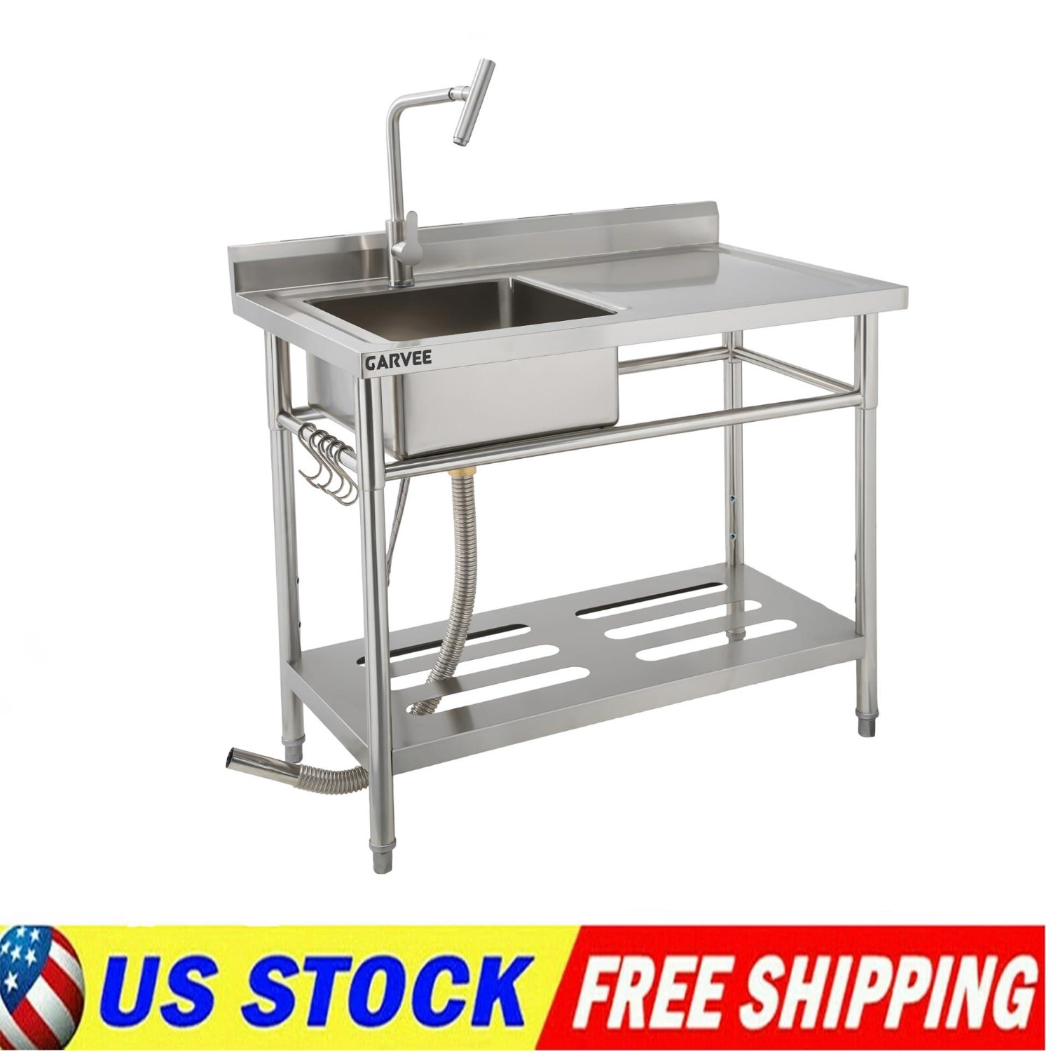 Free Standing Commercial Stainless Steel sink 40″ Kitchen Utility Sink