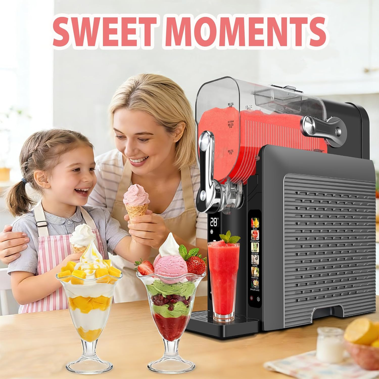 Slushie Machine for Home – 88Oz Frozen Drink Maker Slushy Machine, 2-In-1 Soft I
