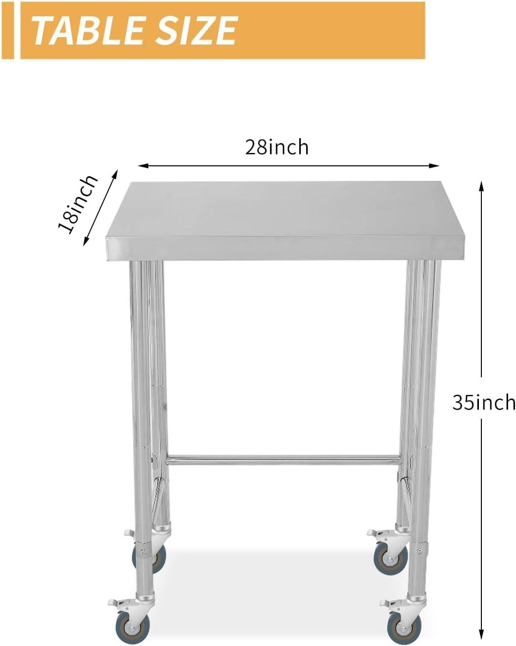 Stainless Steel Table Commercial Prep Work Table Mobile Utility Workbench