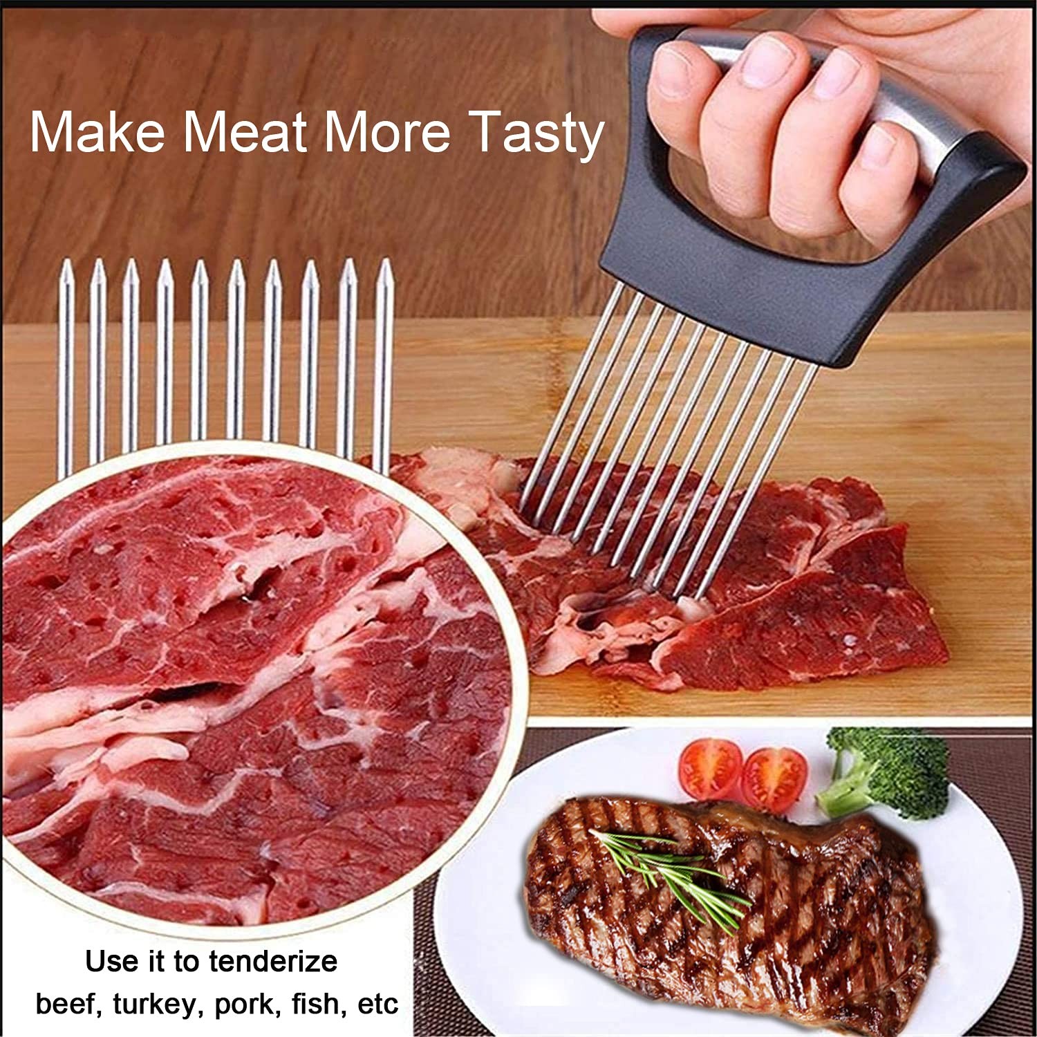 ESINAM Onion Slicer Holder, Premium Vegetable Cutter for Potato Silver