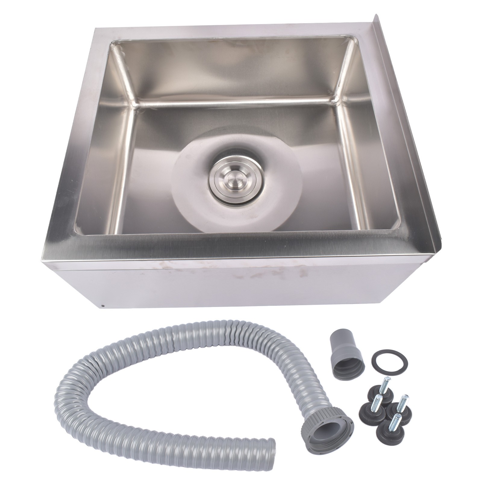 Commercial Mop Sink Stainless Steel Floor Mop Sink Rectangular Deep Basin Silver