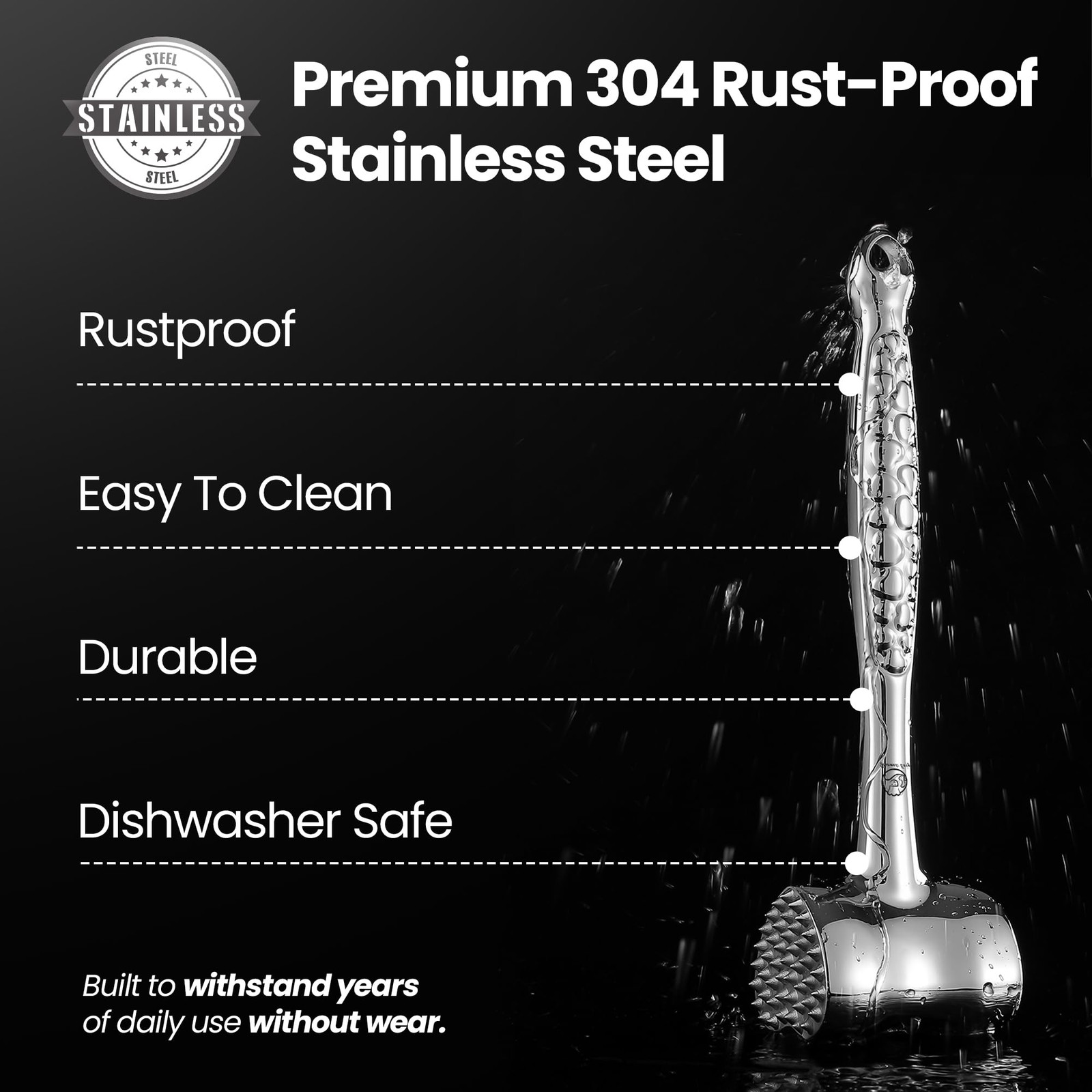 Stainless Steel Meat Tenderizer Tool, Premium 11*3*2 inches, Love Edition