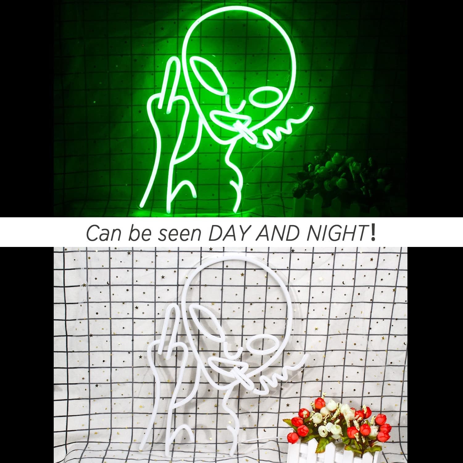 Green Alien LED Neon Sign Wall Decor for Bar Pub Man Cave Game Room Party Decor