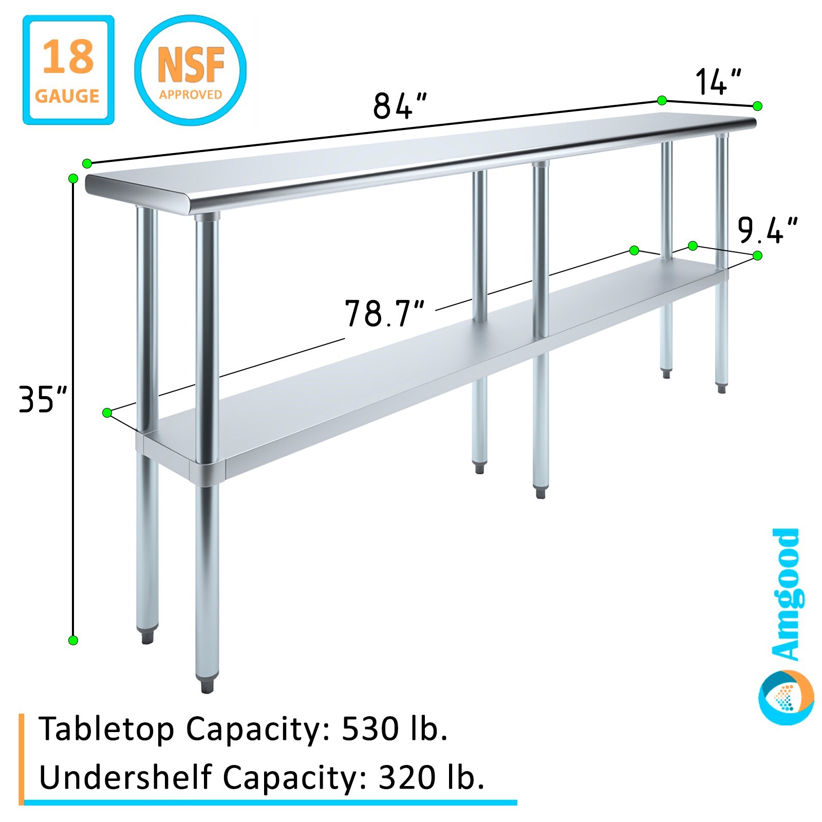 14 in. x 84 in. Stainless Steel Table