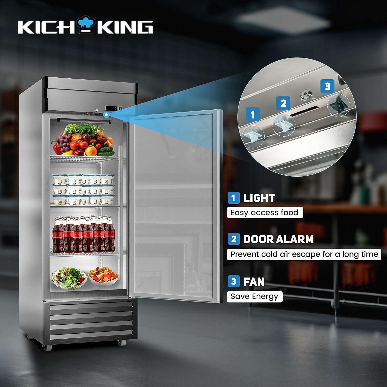Commercial Single Door Merchandiser Reach In Stainless Steel Refrigerator Cooler
