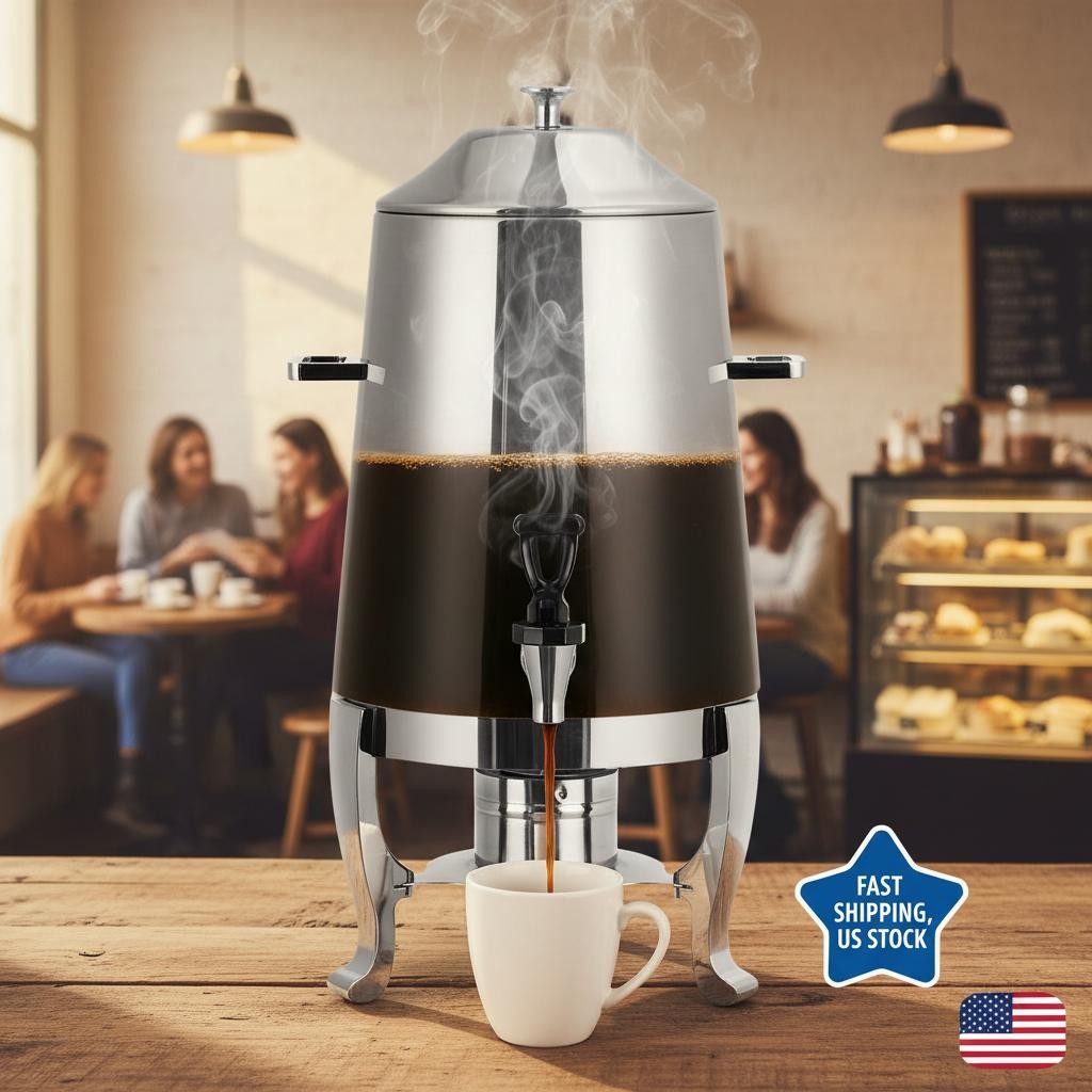 Hot Drink Dispenser, 13L/3.5 Gallon Stainless Steel Coffee Urn with Fuel Tray