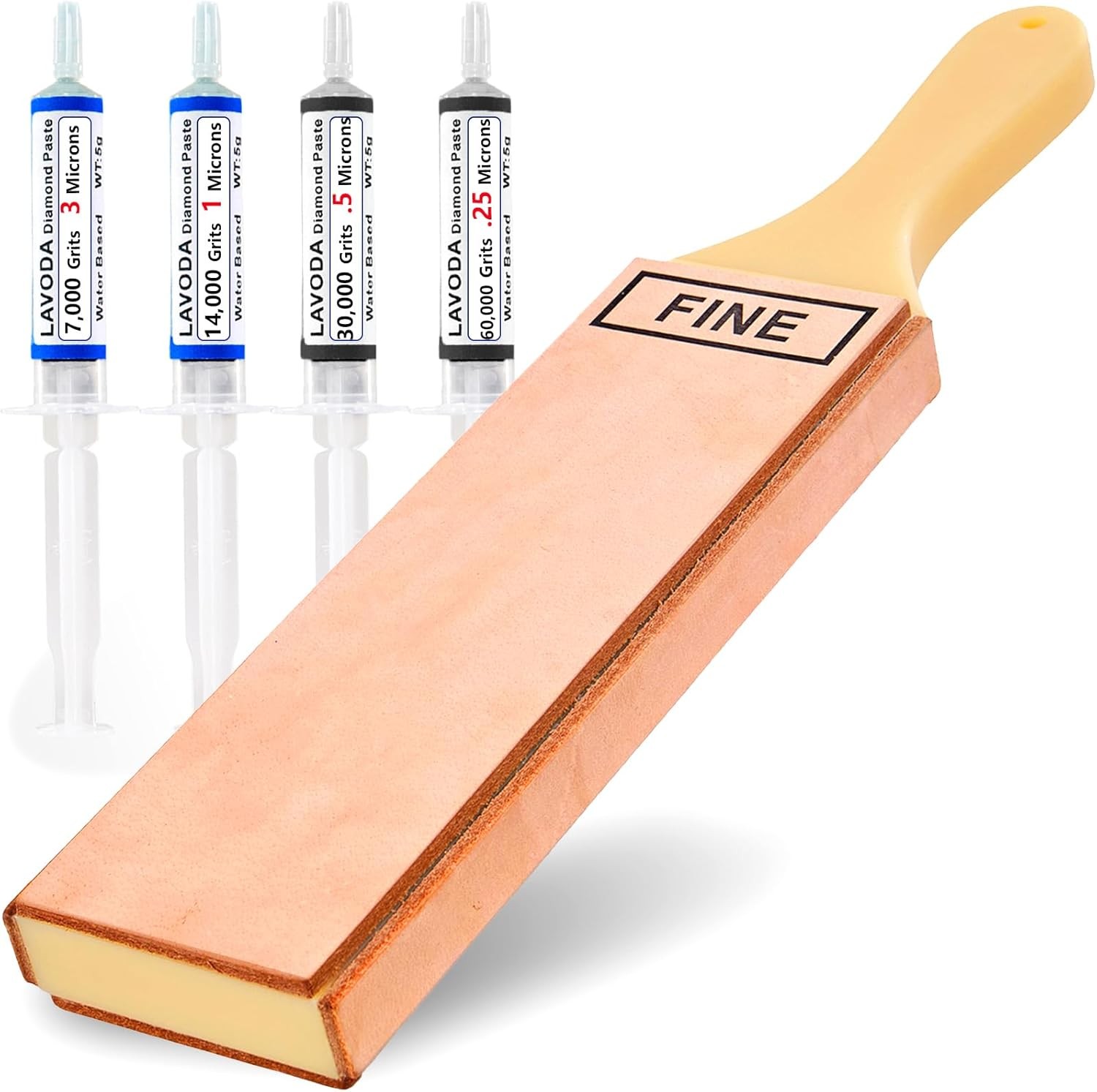 4-Sided Leather Strop with Diamond Polishing Compound, Extra Large 15.7″x3″,