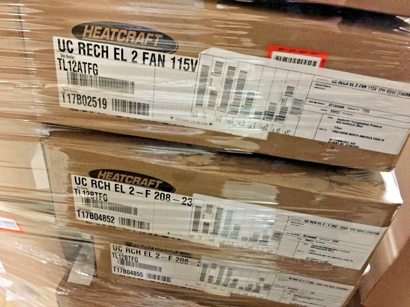 Overstock Heatcraft reach in evaporator 2 fan elec. dfrst TL12ATFG 115/1 mtrs
