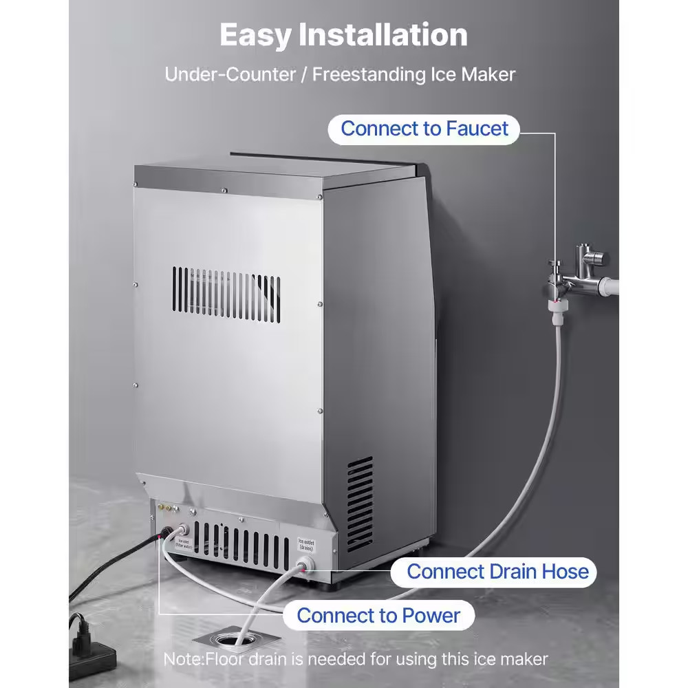 13.39 In. W Commercial Ice Maker Machine 80 Lbs./24H Full Size Cube/13 Lbs. Stor