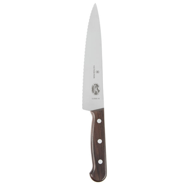 Victorinox 5.2030.19-X1 7 1/2″ Serrated Edge Stiff Chef Knife with Wood Handle