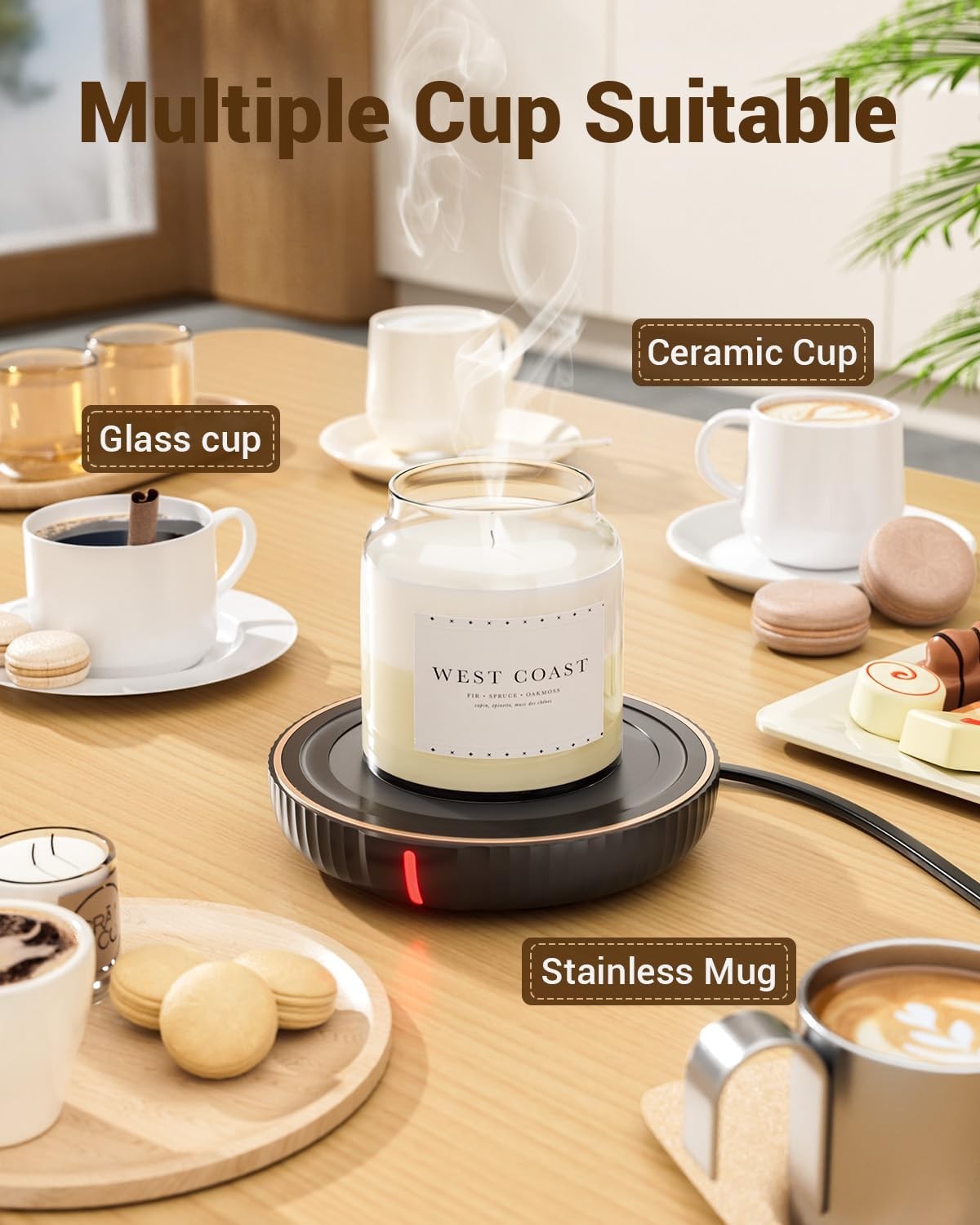 Candle Warmer Plate Mug Warmer Electric Coffee Heater Desk Beverage Cup Warmer