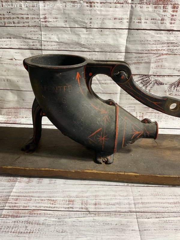 Antique Vintage Sausage Stuffer Cast Metal Country Farmhouse Kitchen Tool 28.5″