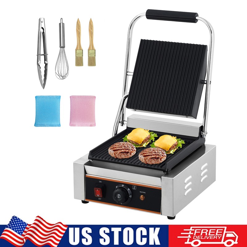 1800W110V Sandwich Panini Press Grill Electric Sandwich Maker Removable Oil Tray
