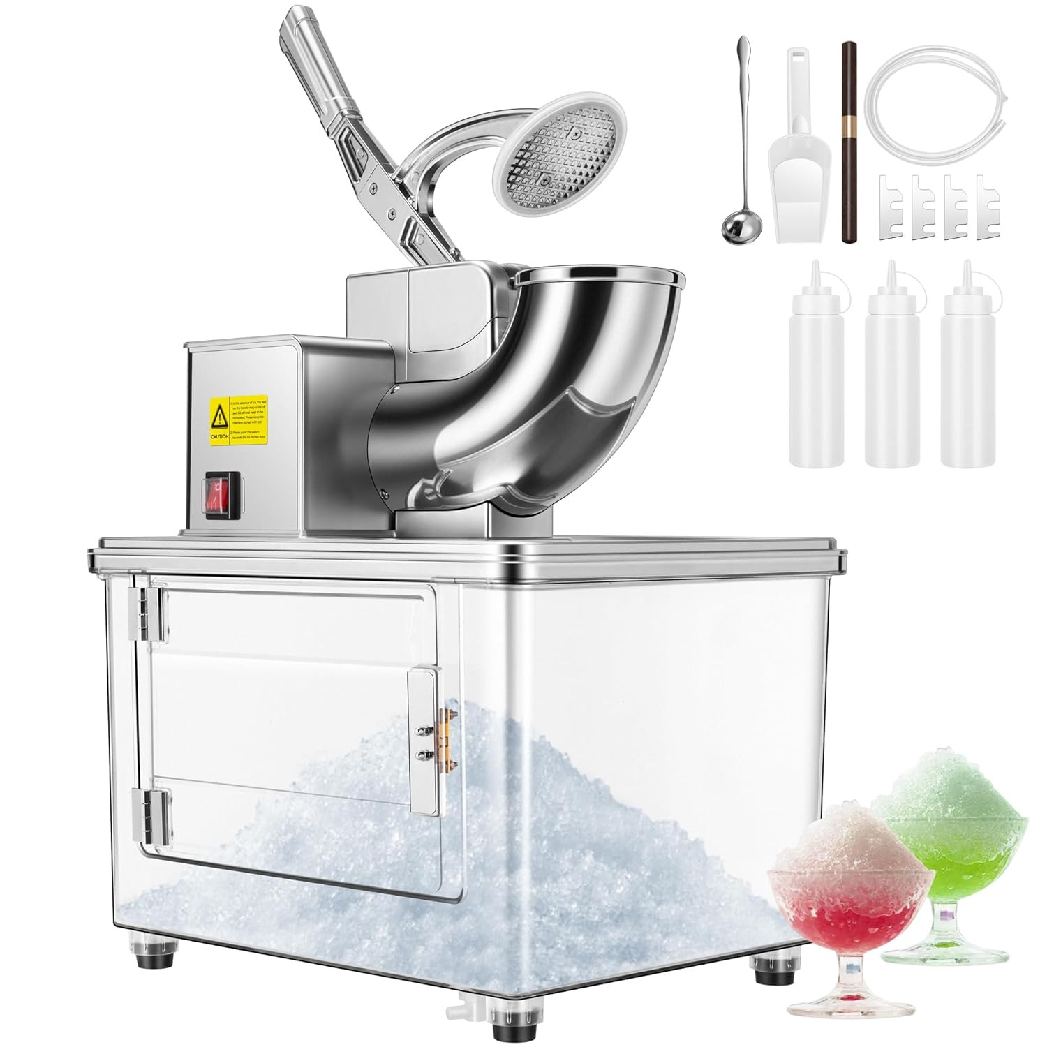 Electric Ice Crusher Shaver Machine, 350W, 660Lbs/Hr for Home & Commercial Use