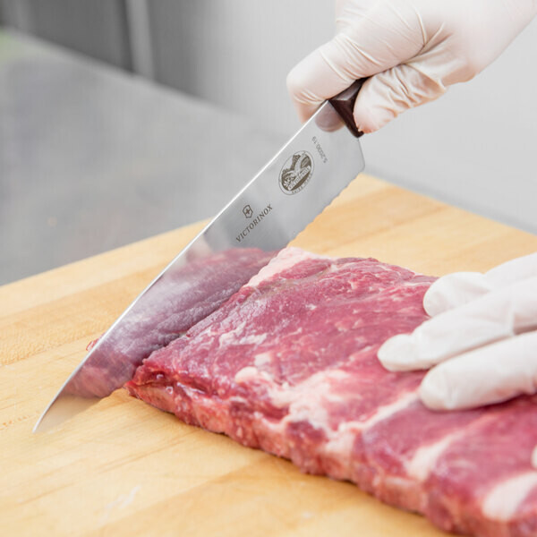 Victorinox 5.2030.19-X1 7 1/2″ Serrated Edge Stiff Chef Knife with Wood Handle