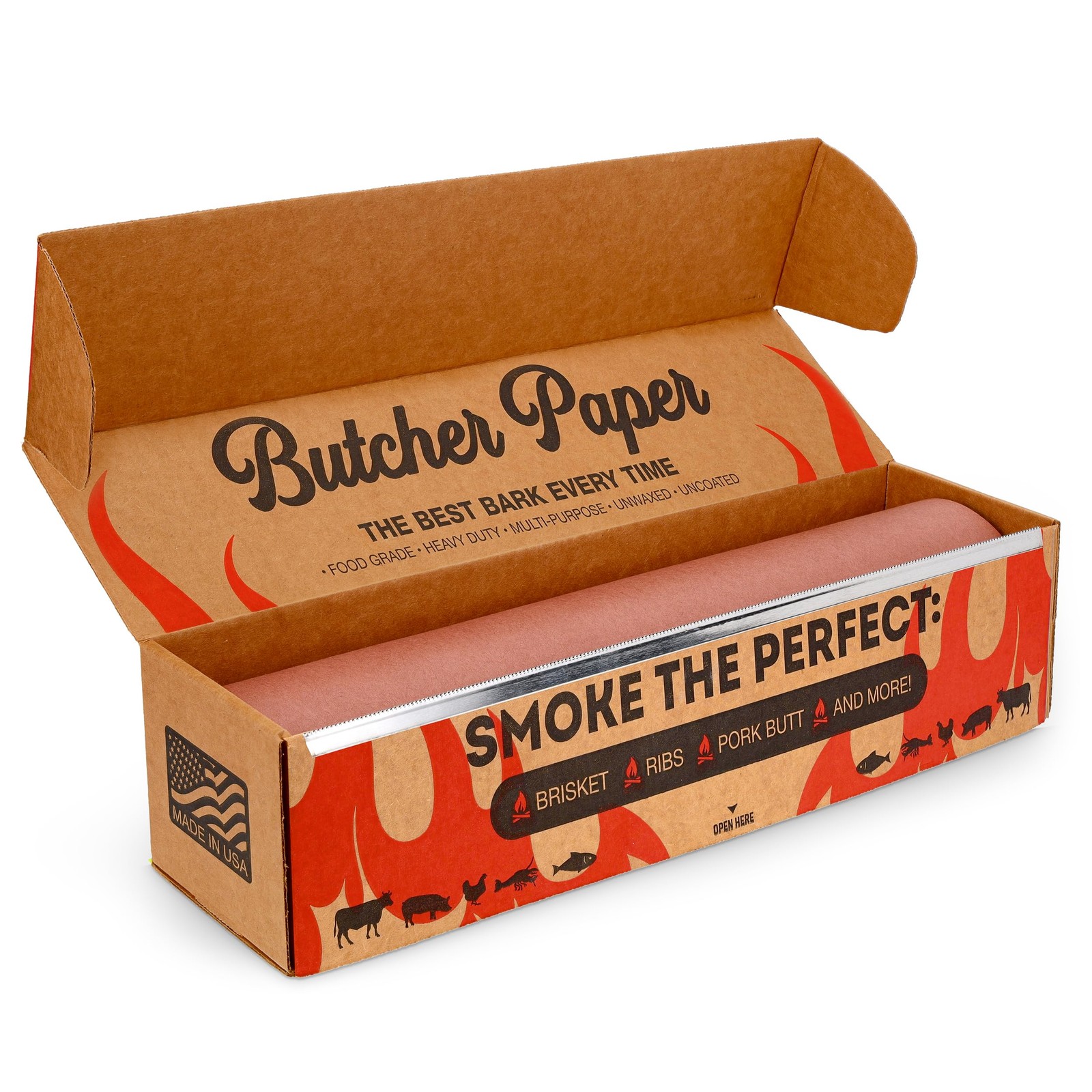 Bryco Goods Pink Butcher Paper Roll with Dispenser Box, 18 x 175 2100”