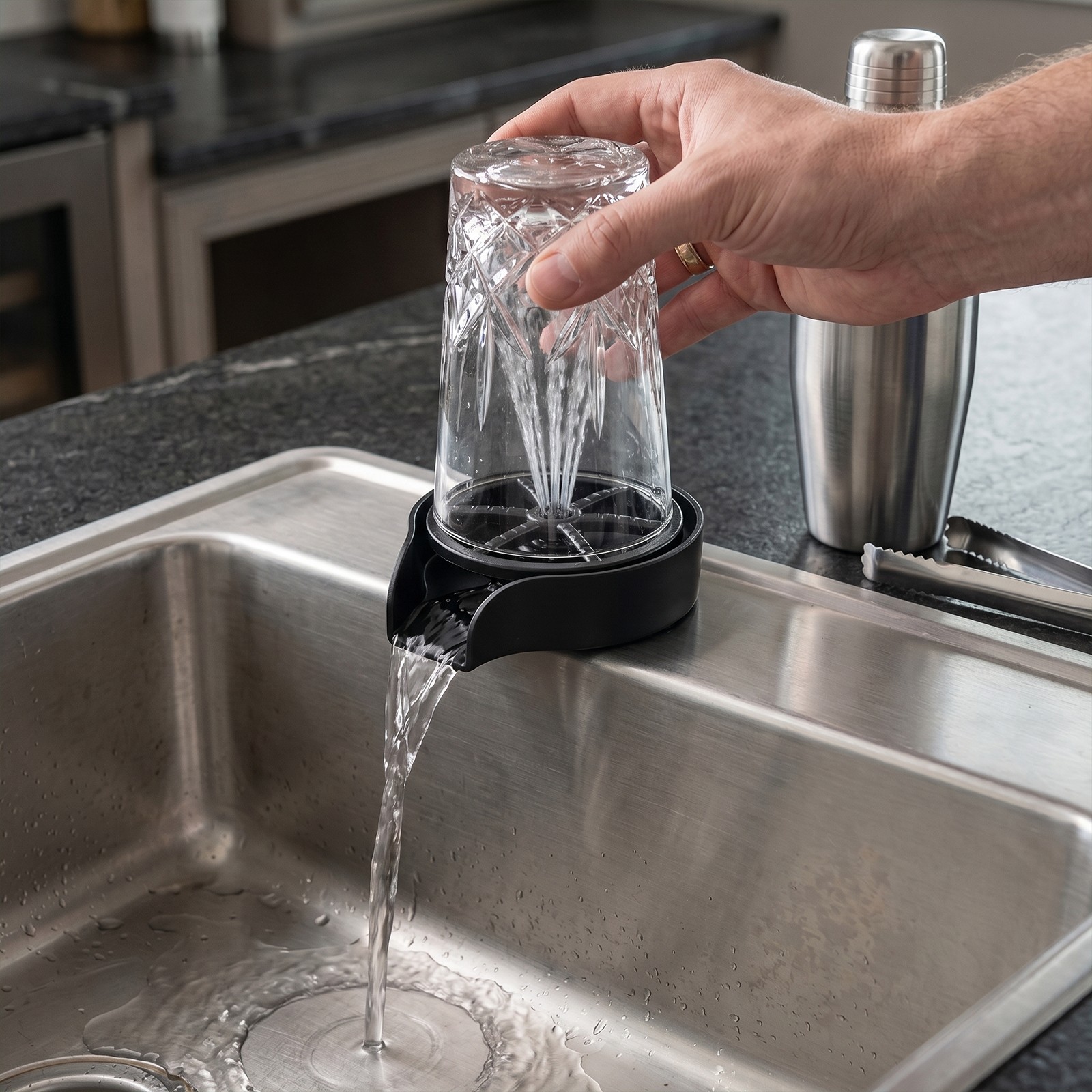 360° Rotating High Pressure Pull Out Glass Rinser Kitchen Sink Cup Bottle Washer