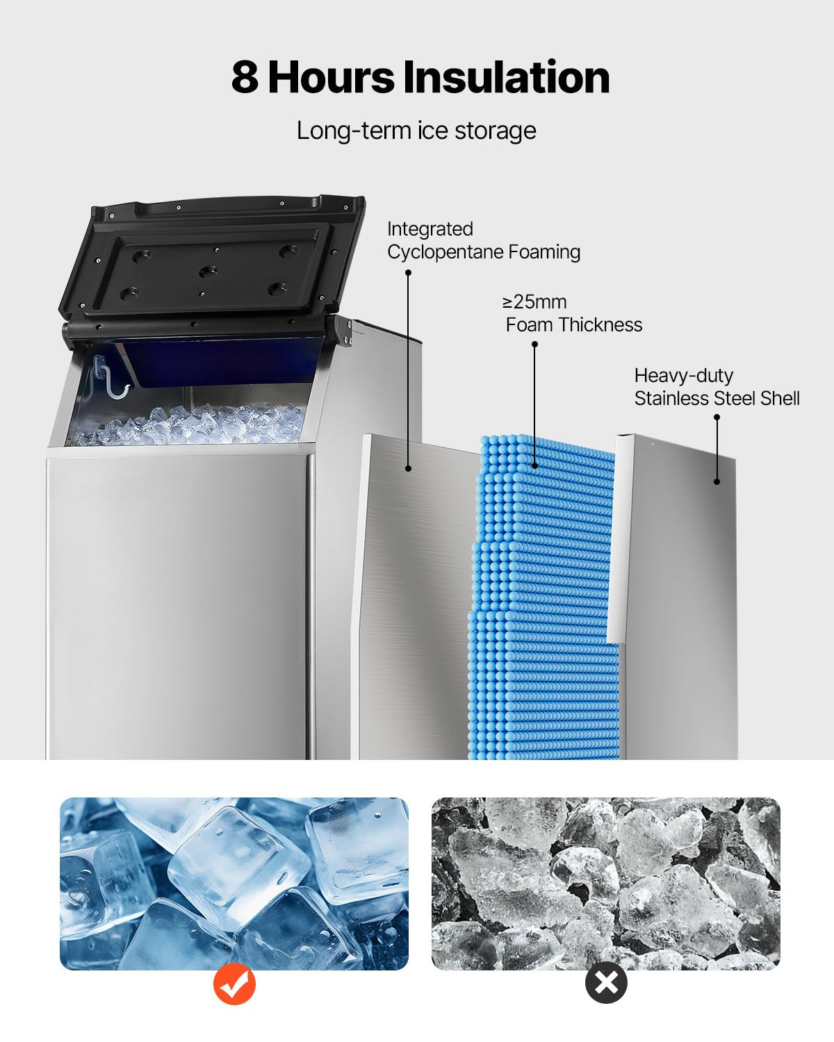Commercial Ice Maker Storage Bin, 300 LBS Capacity Ice-Bin, Stainless Steel Comm
