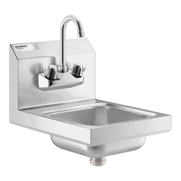 12″x16″ Stainless Steel Wall Mount Hand Wash Sink w/ Gooseneck Faucet NSF