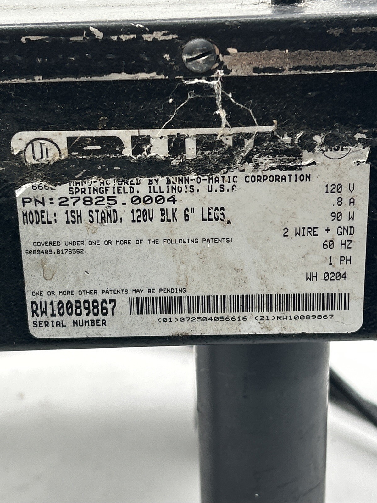 Bunn Warmer 1SH Stand Station 27825-0004 See Pics 30 Days Warranty