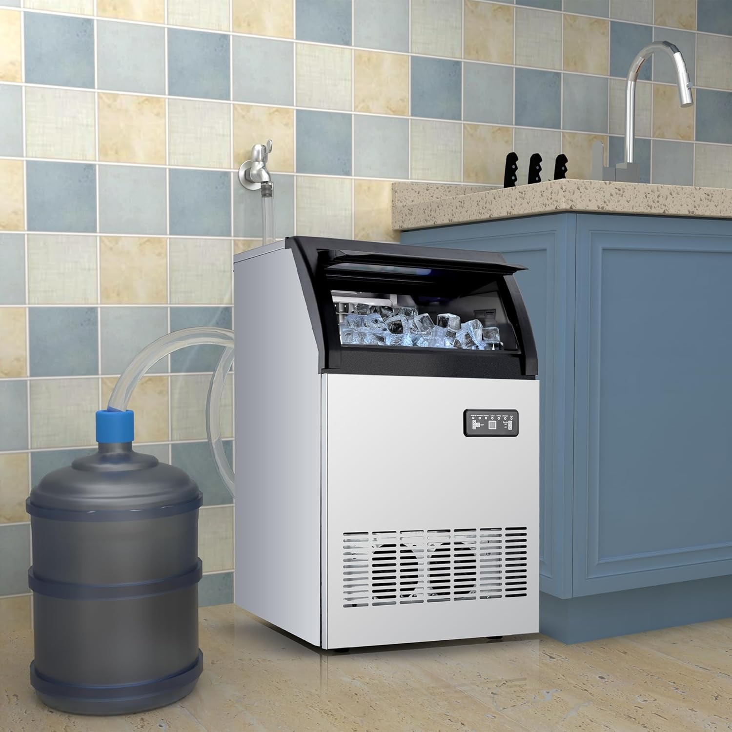 High Capacity 100lbs/24H Commercial Ice Maker, Stainless Steel Undercounter Mach
