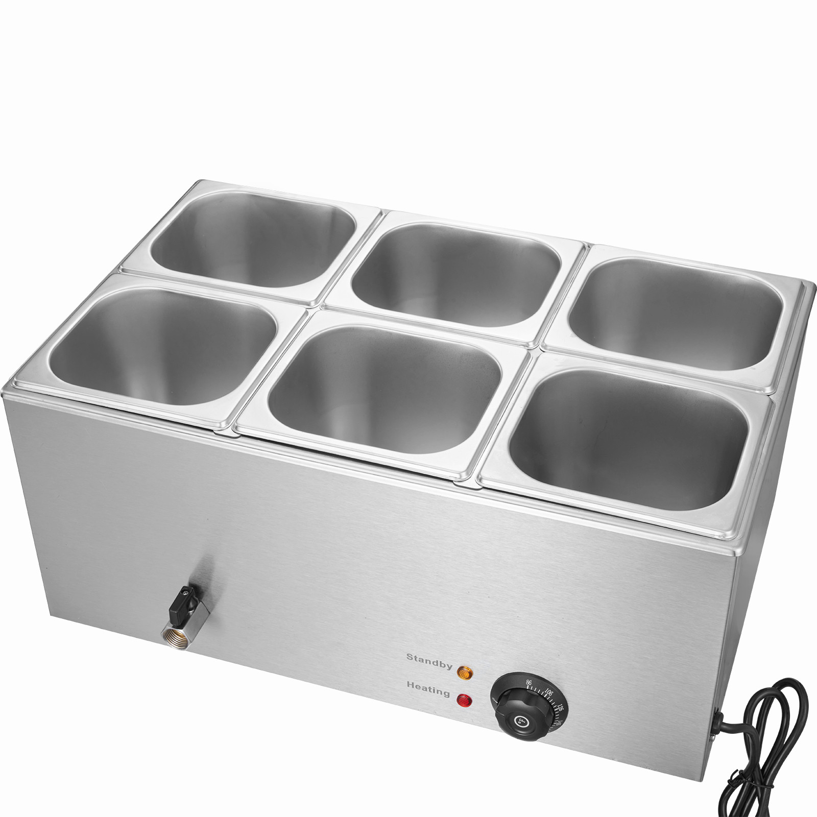 Commercial Food Warmer 6-Pan Countertop Buffet Bain Marie Electric Steamers