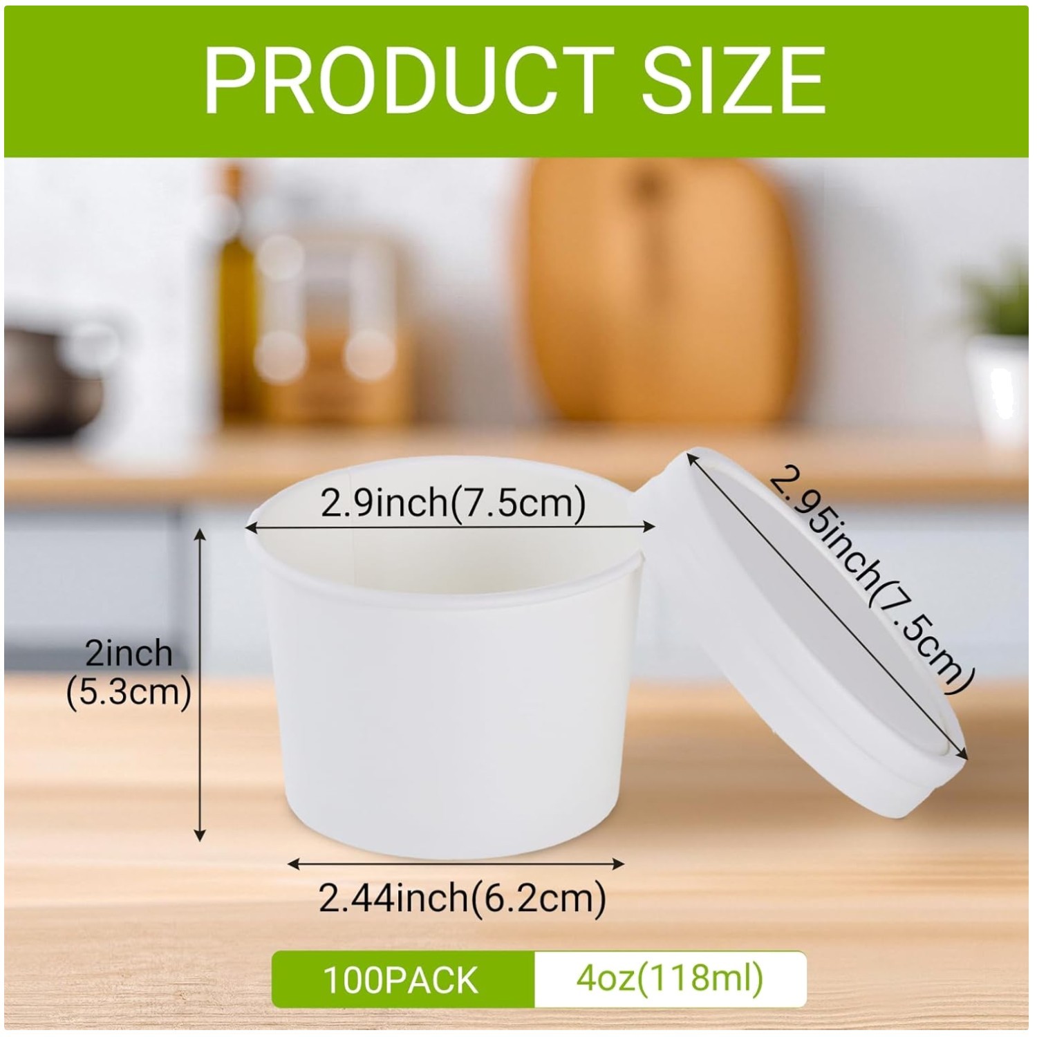 Frozen Dessert Supplies – 100 Ice Cream Cups with Lids
