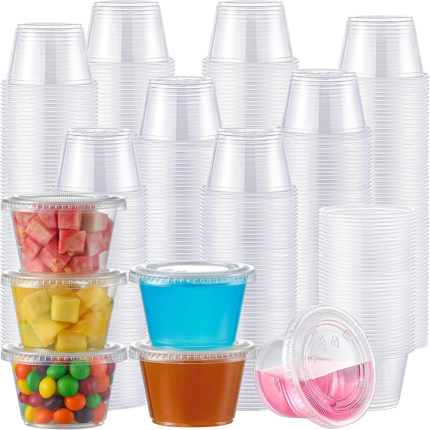 AOZITA 400 Set 4 oz Portion Cups, Jello Shot Cups with Lids, Disposable Plastic