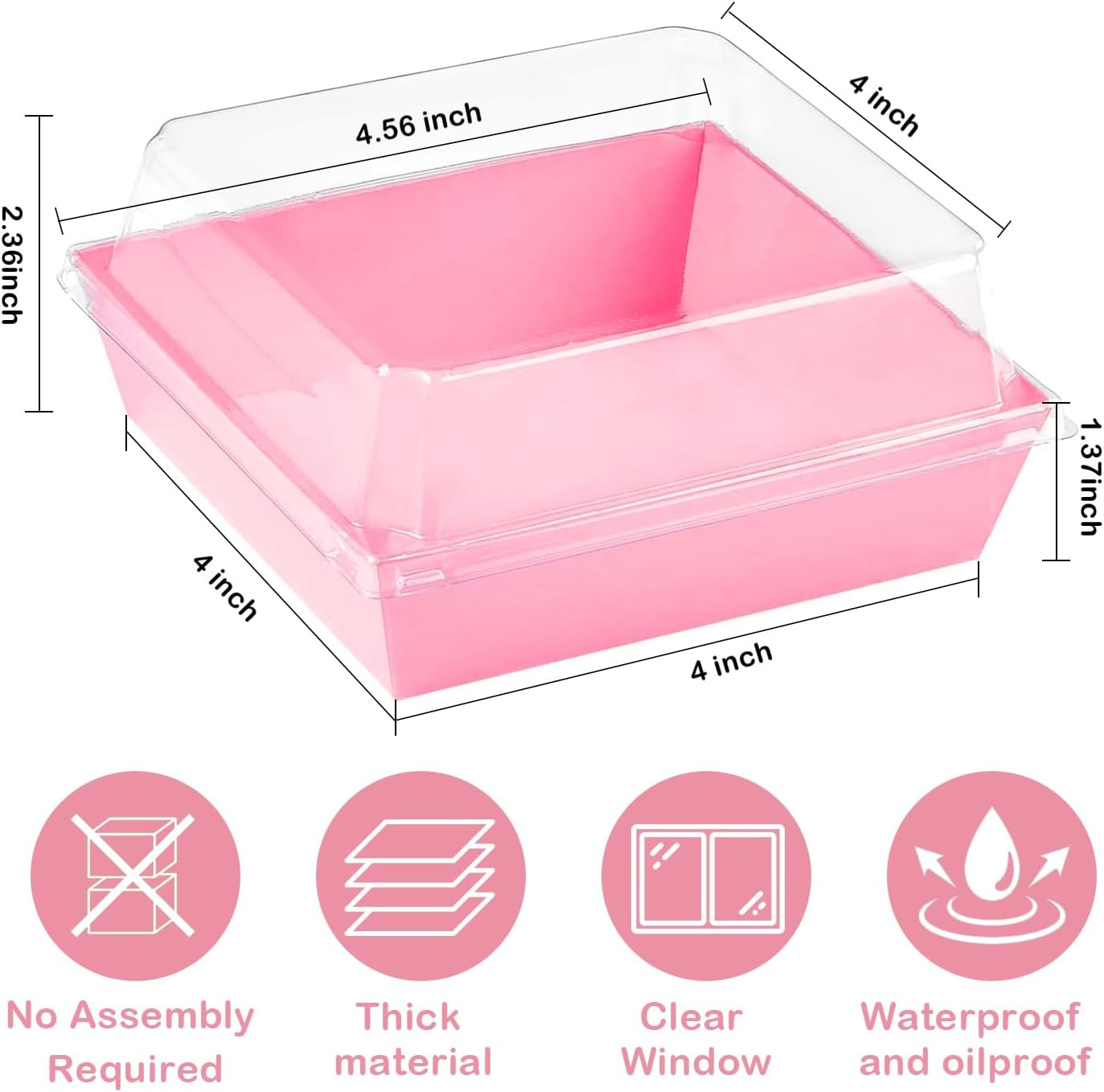 50-Pack Disposable Charcuterie Boxes with Clear Lids – 4 Inch To Go Paper Mini C