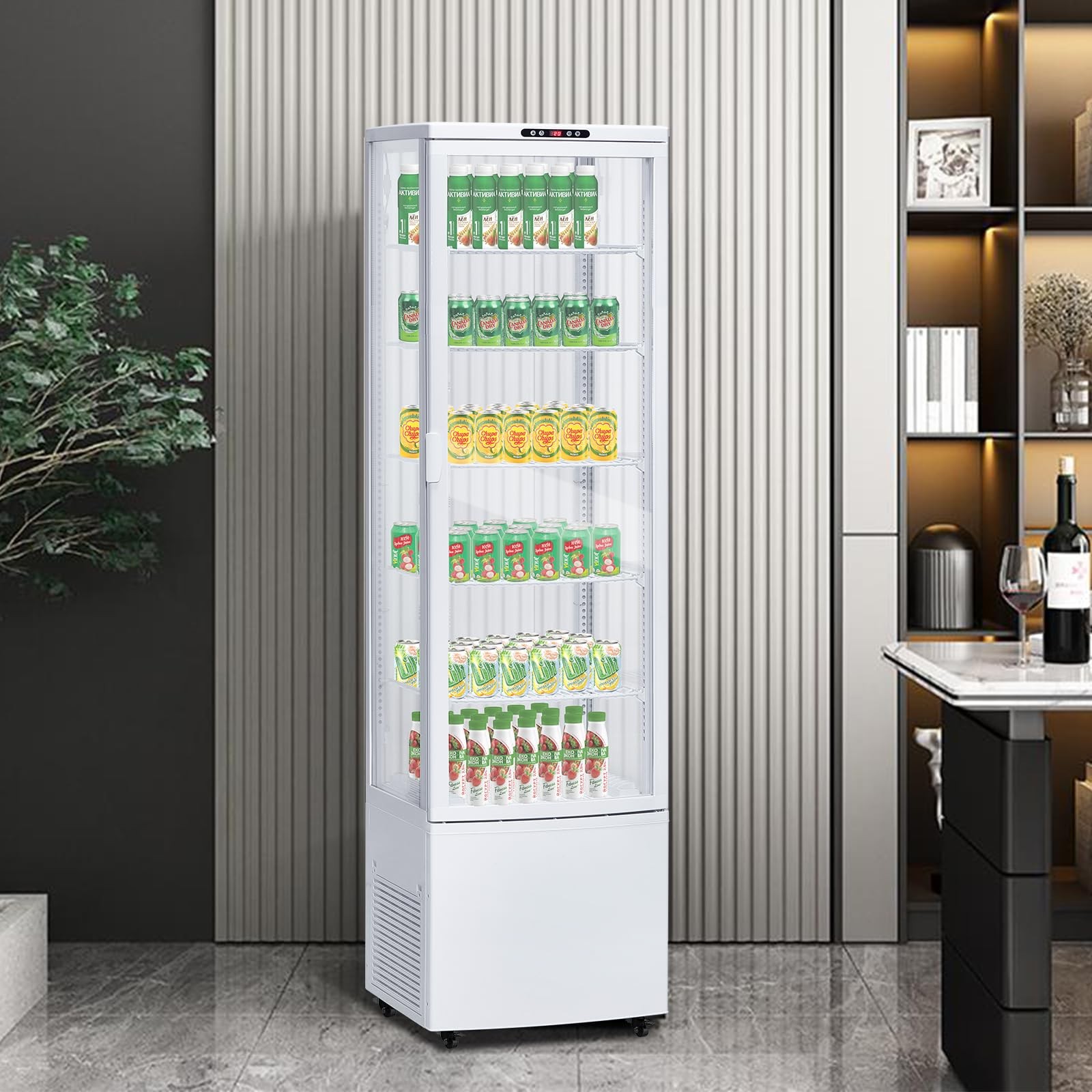 Glass Door Commercial Refrigerator, 10.9Cu Ft Beverage Cooler, Upright, 5 Shelve