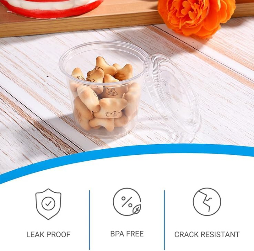 [5.5 OZ, 50 Sets] EDI Clear Disposable Plastic Portion Cups with Leakproof Lids