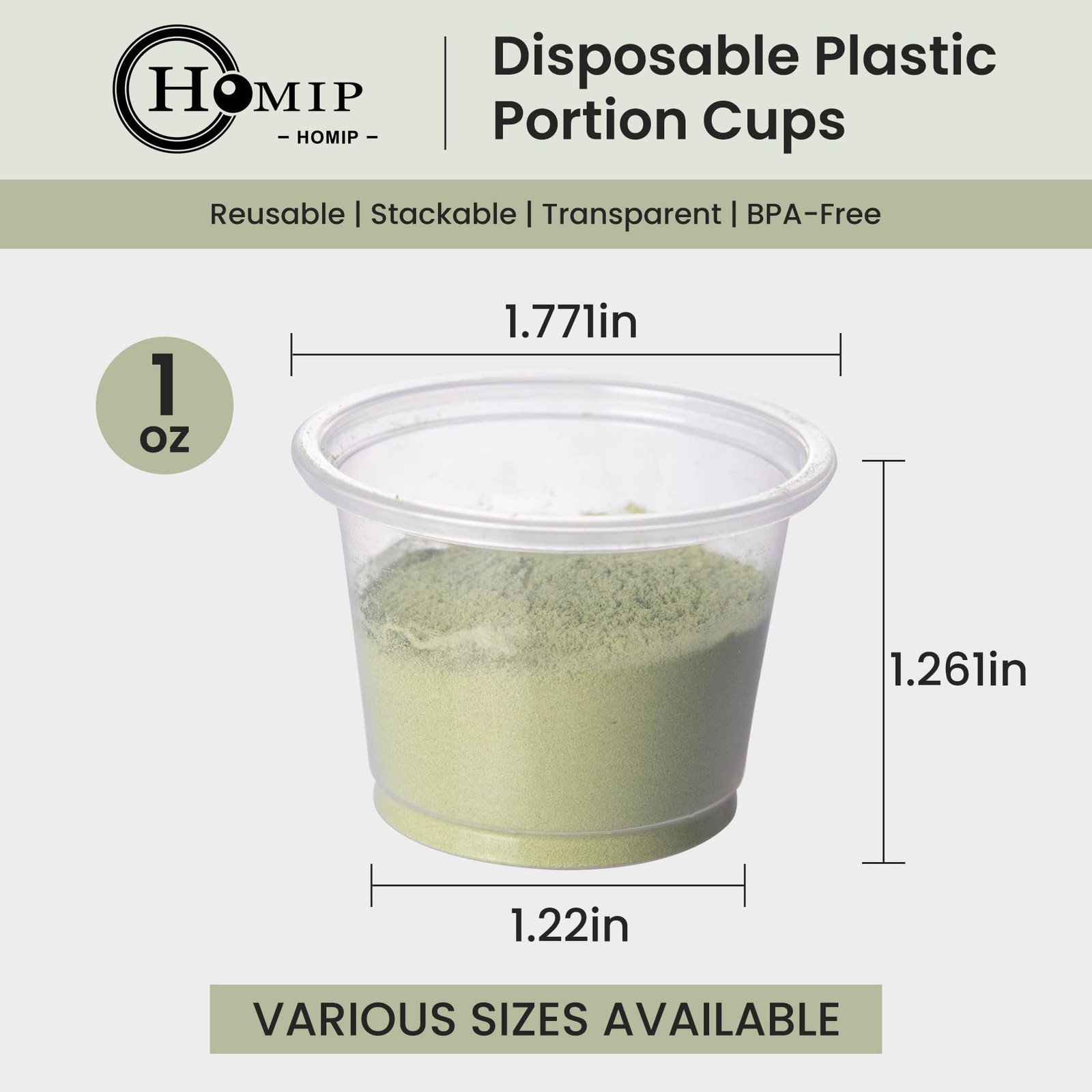 Homip 200Pcs 1Oz Disposable Plastic Portion Cups No Lids Small Mini Sauce Cups