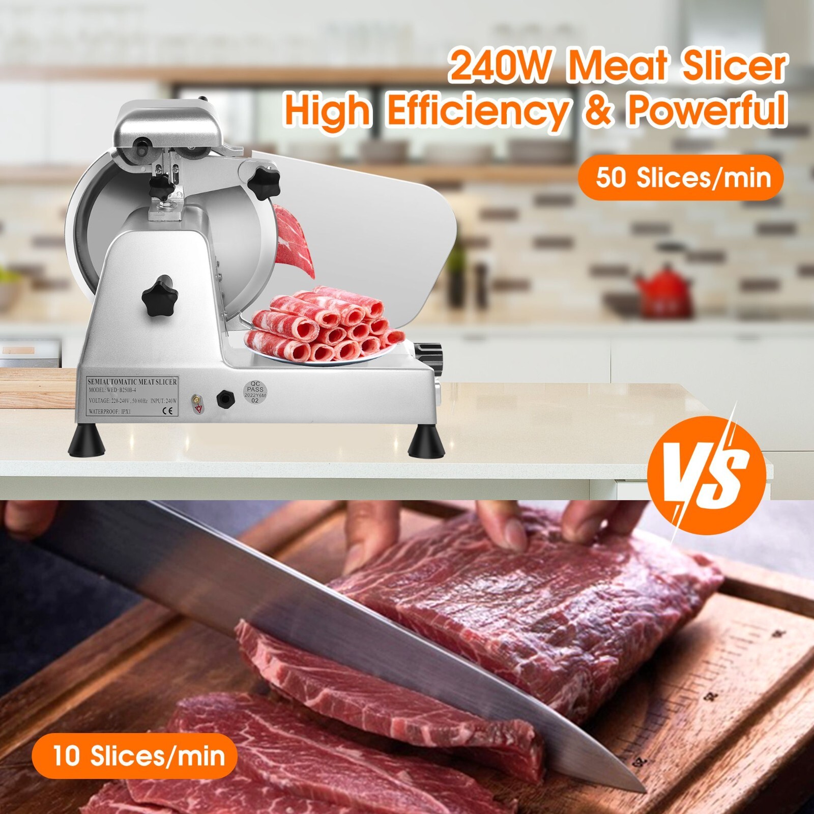 Zomagas Commercial Meat Slicer Machine 10 inch Frozen Meat Cheese Deli Slicer