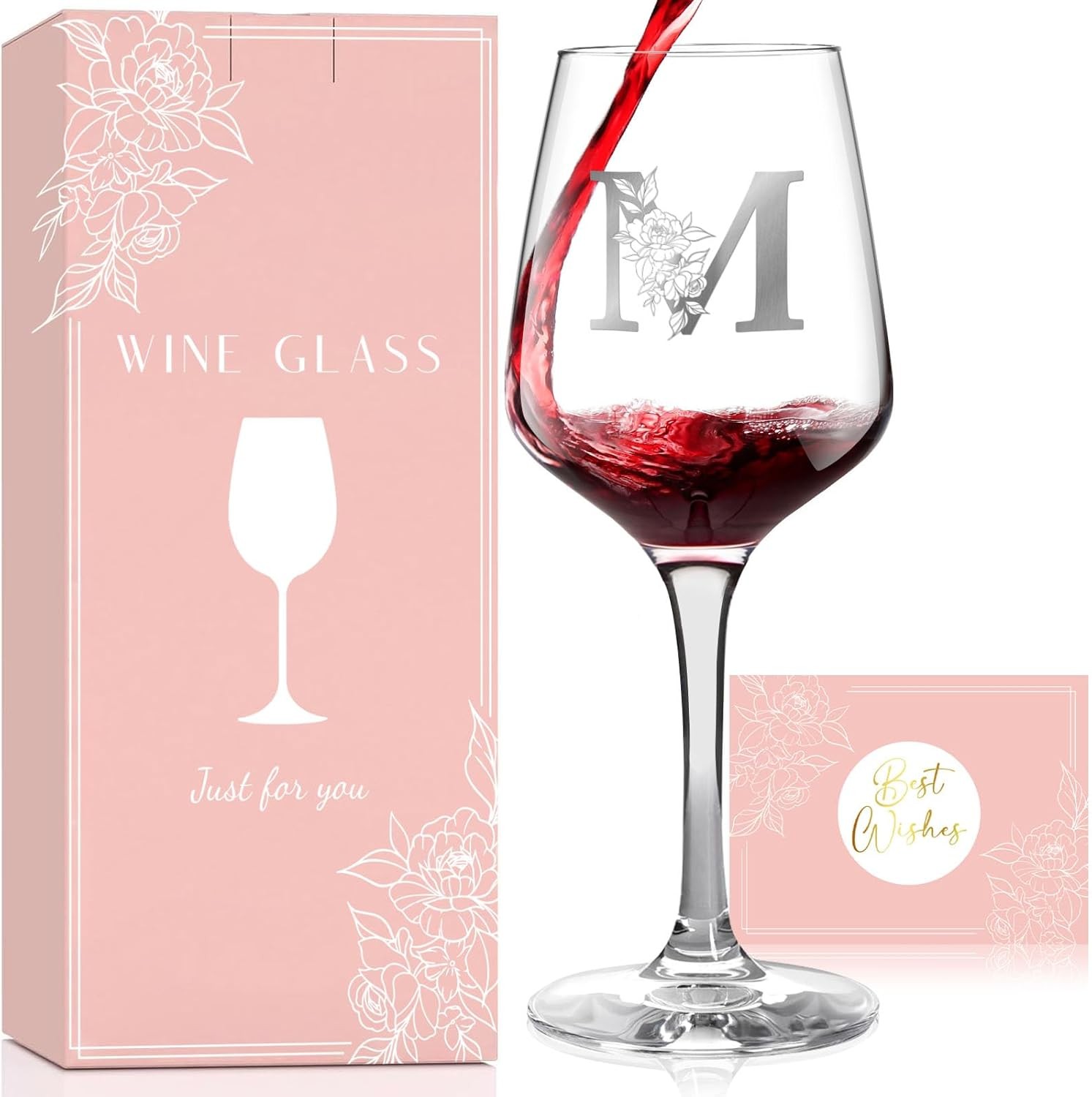Monogrammed Wine Glass Gifts for Women, Personalized A-Z Wine Glass Customized