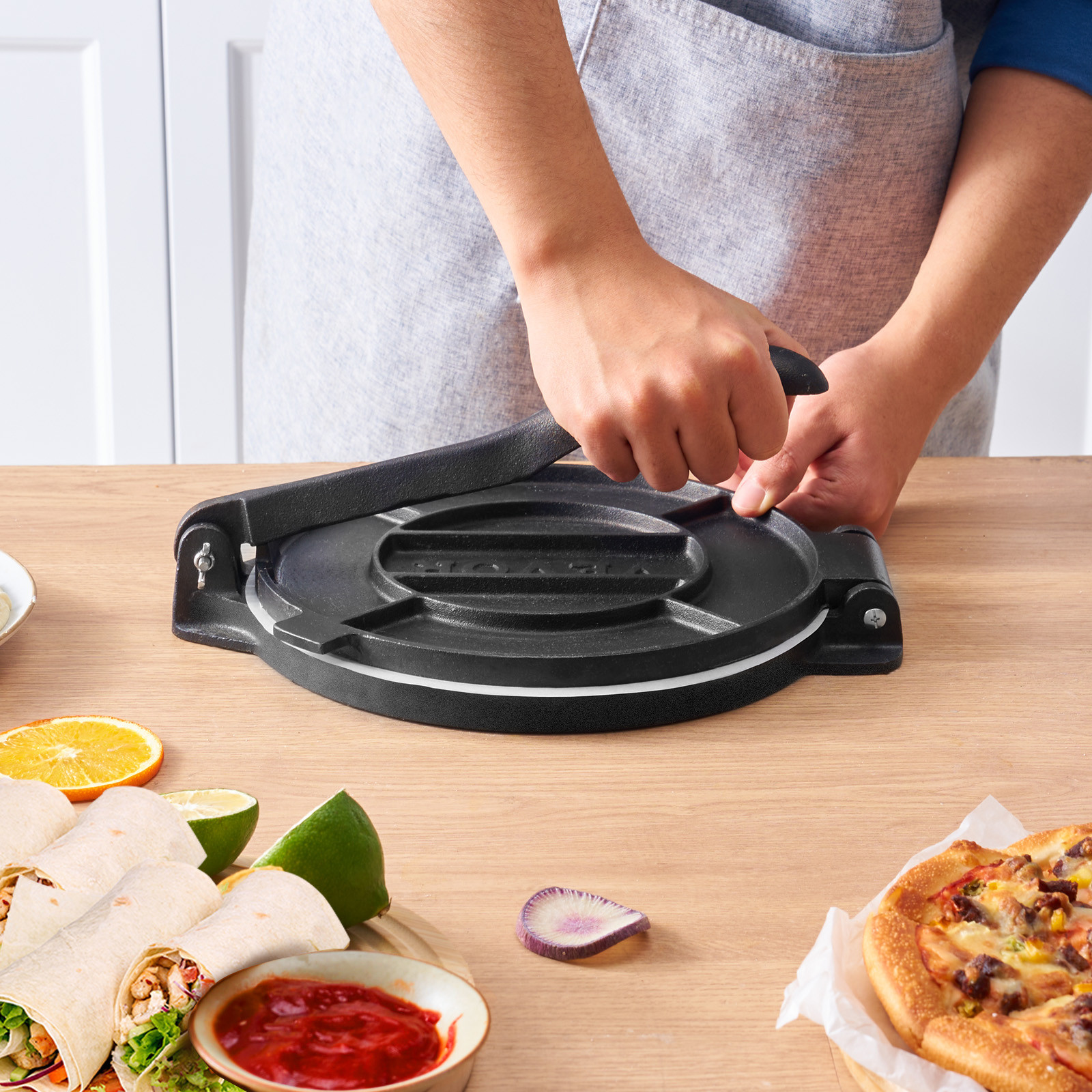VEVOR 8 Inch Tortilla Press Chapati Maker Roti Dough Maker Heavy Duty Cast Iron