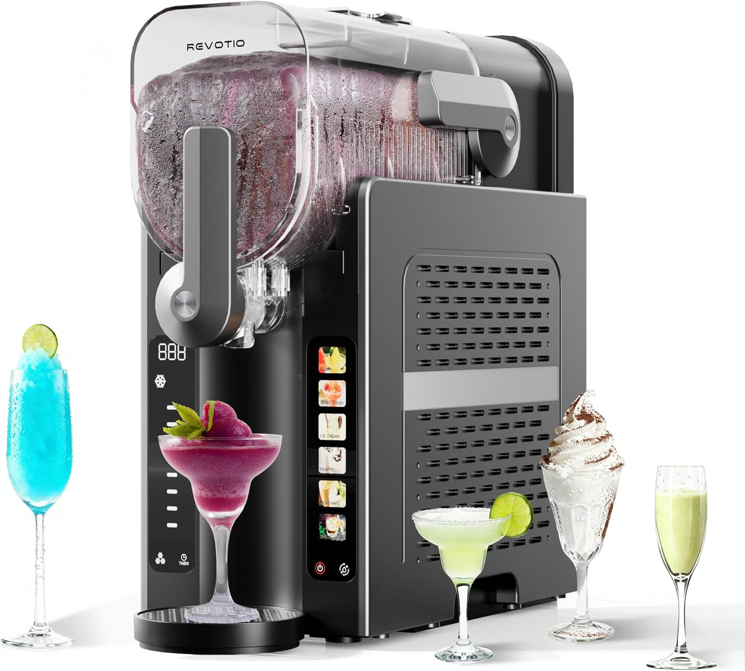 Home Slushie Machine, 88 Oz, No Ice Needed, 6 Presets, Auto-Clean, LED Display