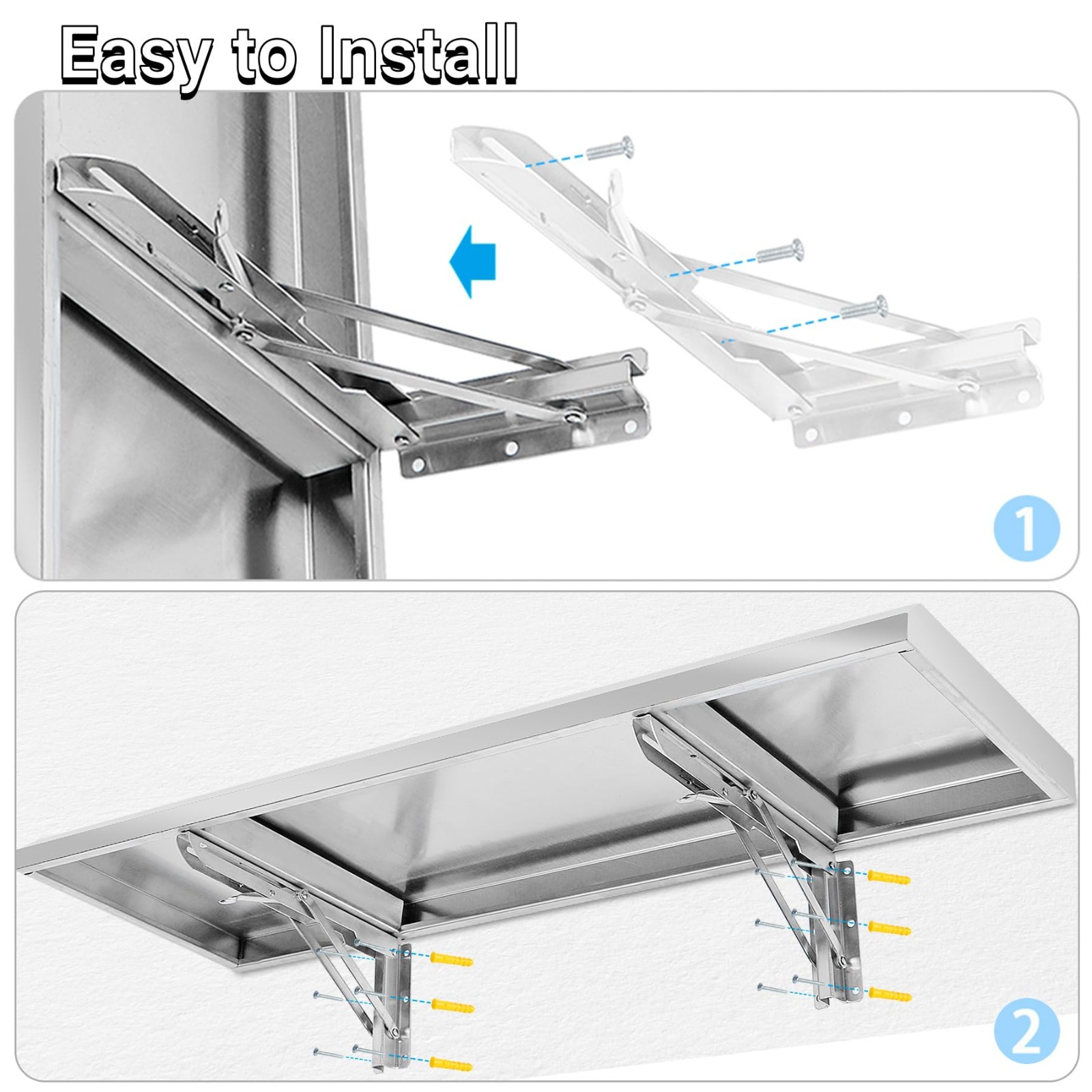 Folding Stainless Steel Concession Shelf 24″x12″ – Drop Down Serving Food Table