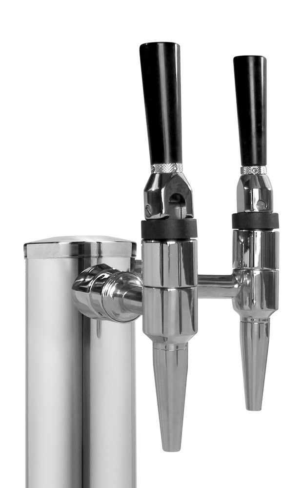 Kegco 14″ Tall Polished Stainless Steel Beer Tower Double Taps Stout Faucets