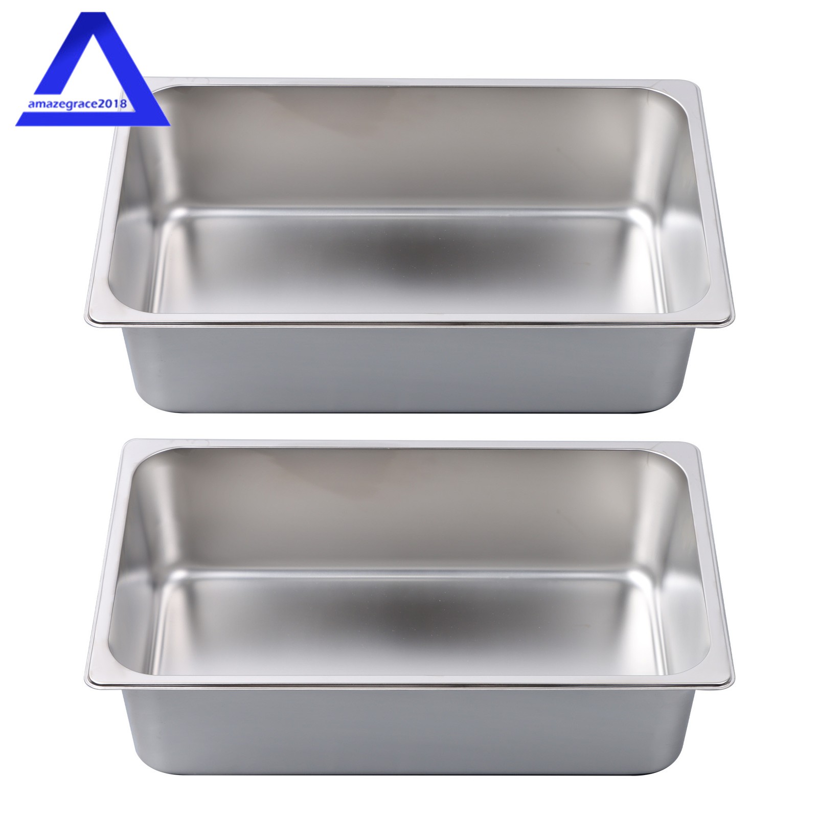 Steam Table Hotel Pans Full Size 6″ Deep 2 Pack Stainless Metal Tray Sets