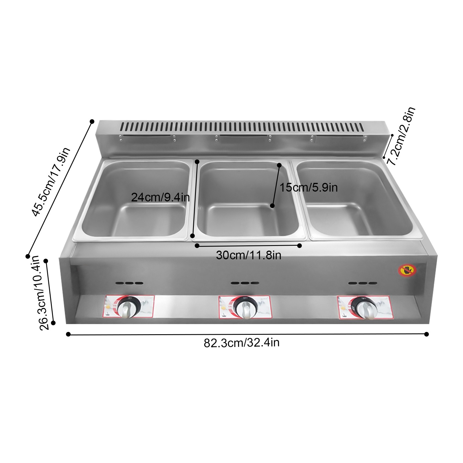 3-Pan Propane Gas Food Warmer Restaurant Tabletop Desktop Countertop Steam Table