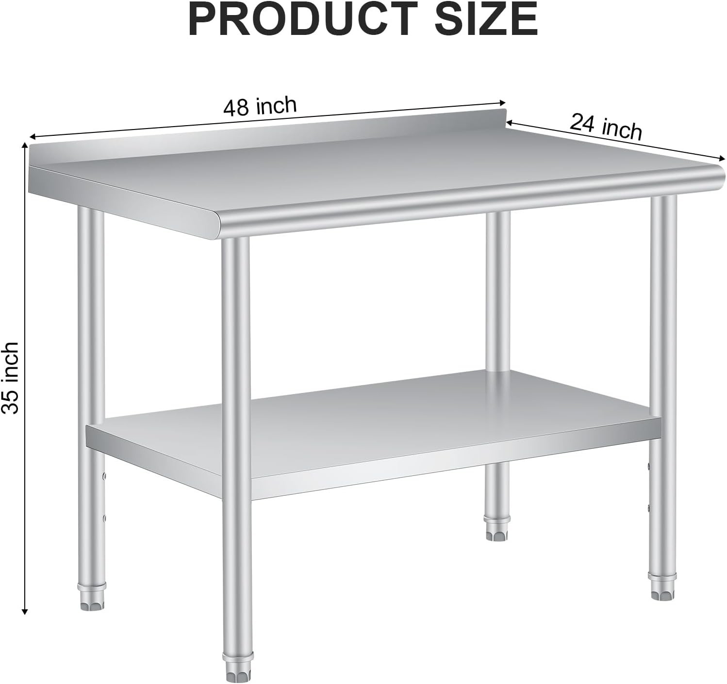 Stainless Steel 48»/60″ NSF Kitchen Restaurant Work Prep Table with Backsplash