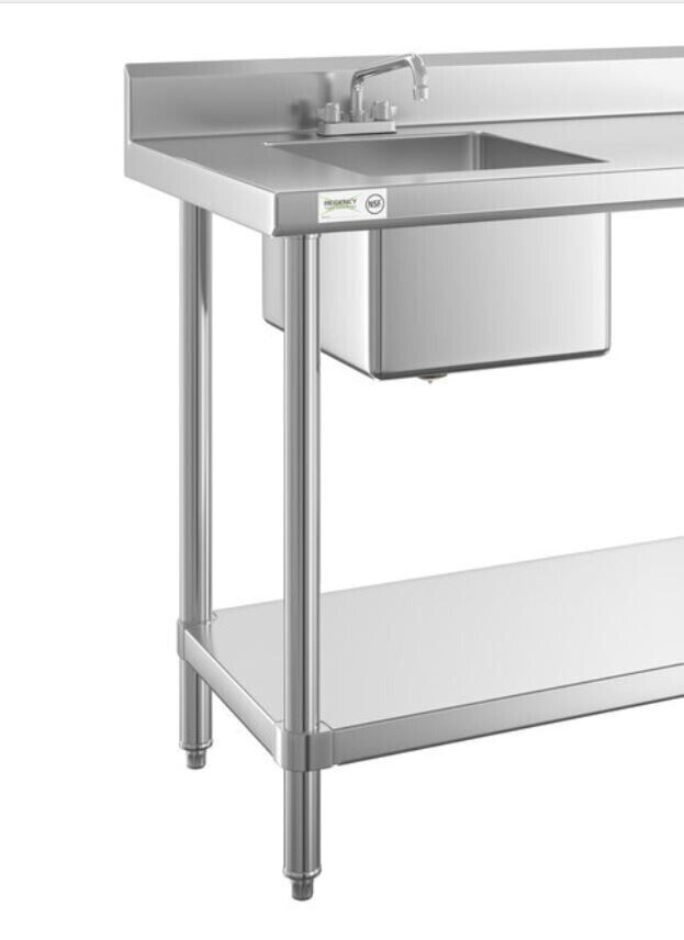 30″W x 72″L Stainless Steel Commercial Restaurant Work Table with Sink on Left